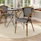 Flash Furniture Bordeaux French Bistro Stacking Chair w/Arms, Black and White PE Rattan and Bamboo Print Alum Frame SDA-ADS642142-BKWH-NAT-GG - alternate 1